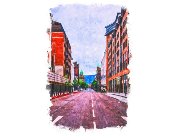 Belfast UK Unique Watercolor: A Fresh Illustration for Bloggers & Digital Publishers