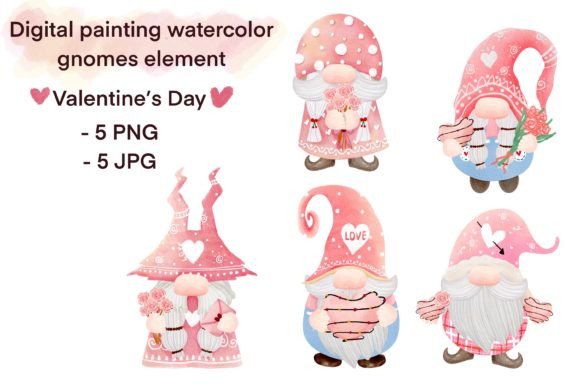 Cute Digital Painting Watercolor Gnome Illustrations for Crafters & Handmade Sellers