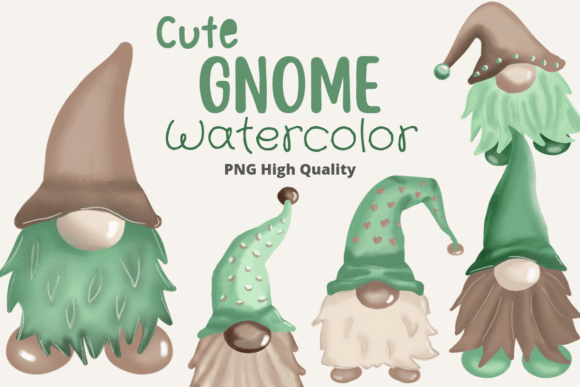 Cute Gnome Watercolor Illustrations for Whimsical Branding Projects