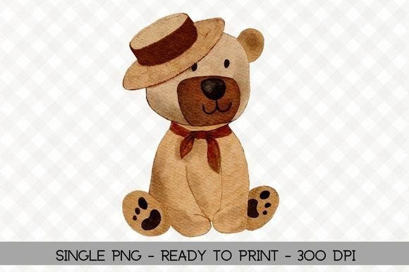 Cute Watercolor Hand Drawn Bear PNG for Crafting & Etsy Businesses