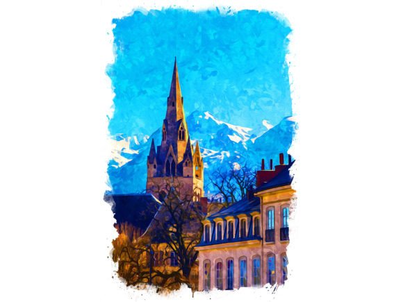 Grenoble France Unique Watercolor Illustrations for Digital Sellers