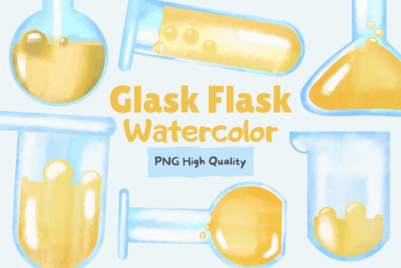 h1Glass Flask Watercolor Pack for Illustration Sellers