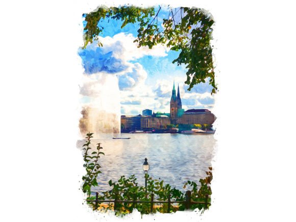 Hamburg Germany Unique Watercolor Embroidery Review