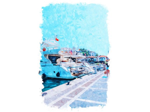 Marmaris Turkey Unique Watercolor Illustrations for Digital Sellers