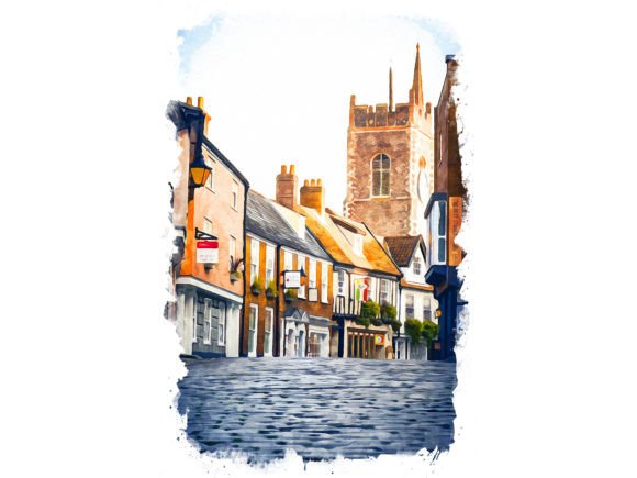 Norwich UK Unique Watercolor Illustrations for Crafting