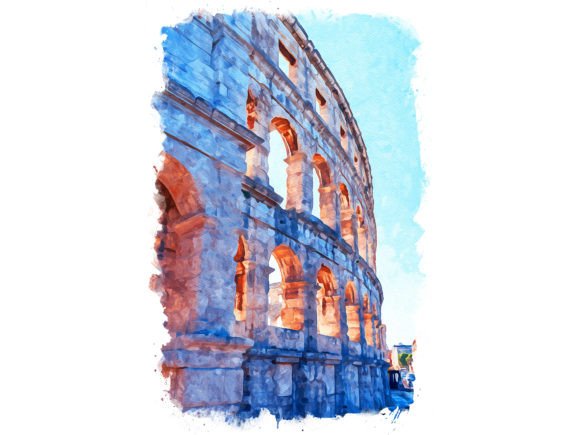 Pula Croatia Unique Watercolor Illustrations for Branding and Creative Design
