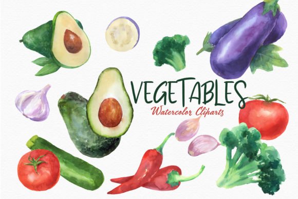 Vegetables Watercolor Avocado Broccoli: A Fresh Illustration for Modern Branding