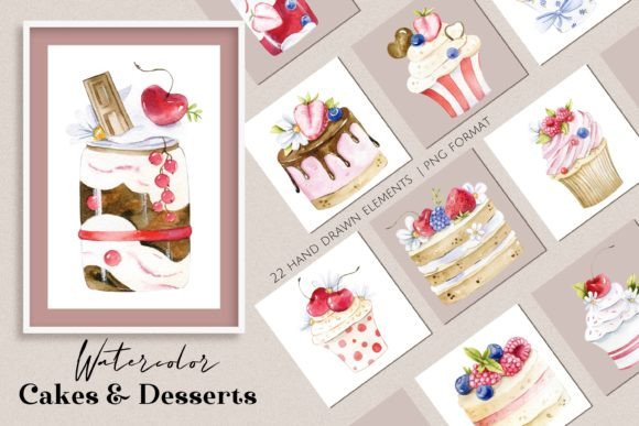 Watercolor Cakes: A Designer’s Review of Handmade-Inspired Illustrations for Branding & Digital Projects