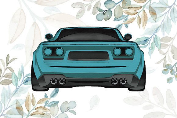 Watercolor Car Back View Illustrations Add Artistic Flair to Content Publishing