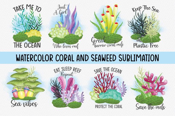 WaterColor Coral Reef Clipart: Visual Inspiration for Lifestyle and Nature Blogs