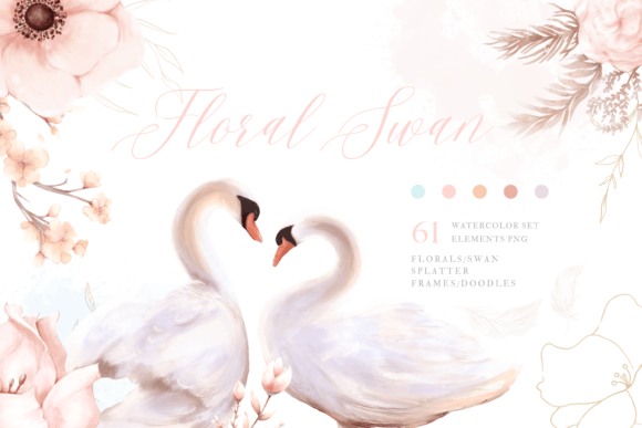 Watercolor Floral and Swans: Elegant Illustrations for Lifestyle Blogs and Creative Content