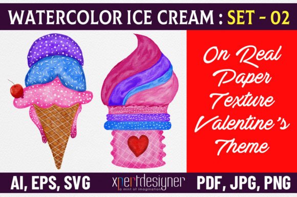 Watercolor Ice Cream Pack - 02: A Practical Review for Illustrations Sellers