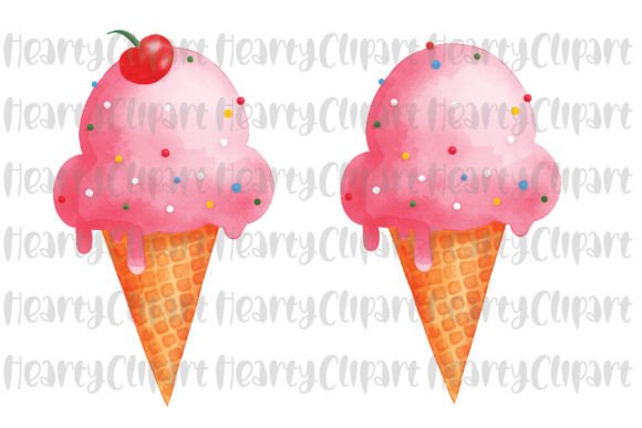 Watercolor Ice Cream PNG Drawing: A Sweet Addition for Crafters & Handmade Sellers