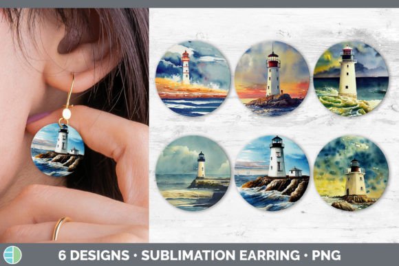 Watercolor Lighthouse Round Earring Su: A Practical Illustration for Etsy & Digital Sellers