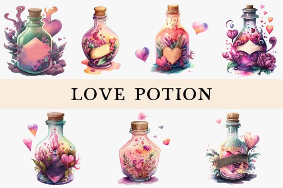 Watercolor Love Potions: Romantic Illustrations for Handmade Branding and Beyond
