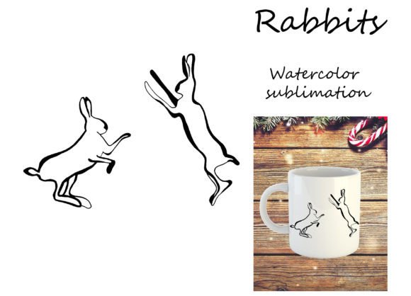 Watercolor Rabbits Sublimation Illustrations for Local Branding