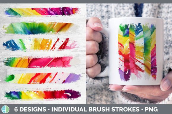 Watercolor Rainbow Brush Strokes PNG Illustrations for Local Branding