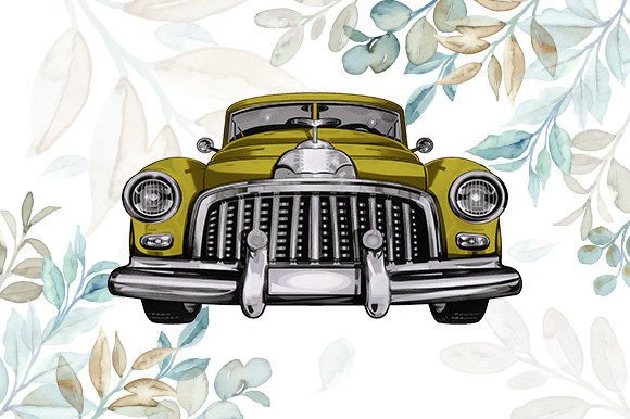 Watercolor Retro Car Illustrations for Creative Sellers
