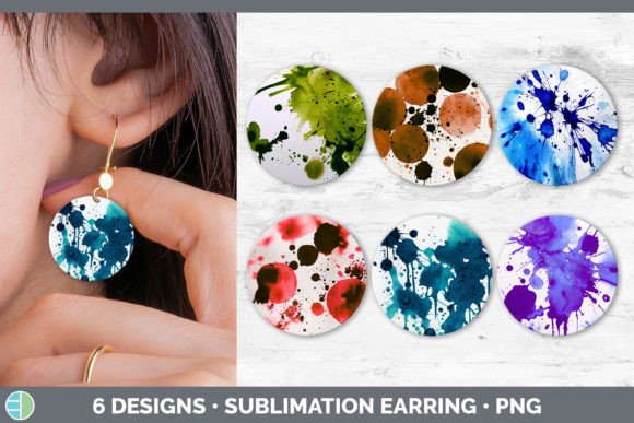 Watercolor Splatter Round Earring Subl: A Fresh Illustration for Local Branding